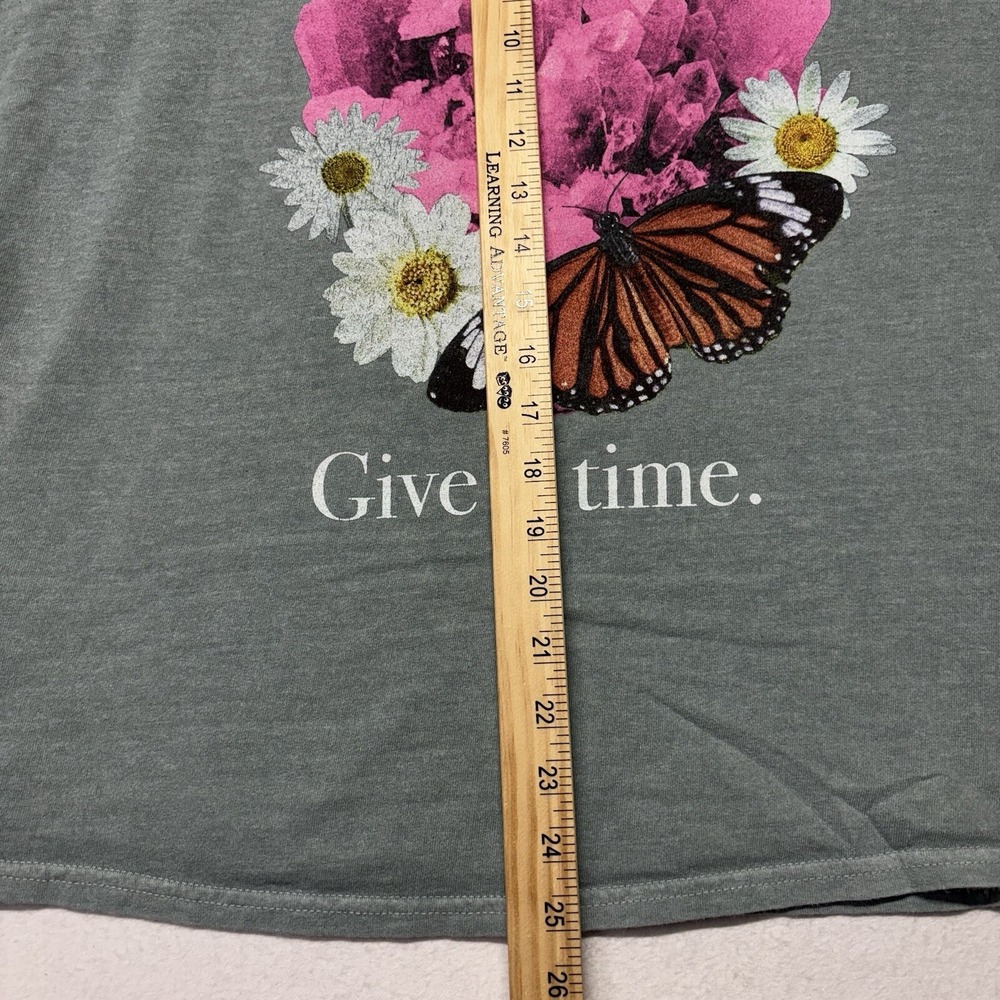 Adult Large Pac Sun Give It Time Butterflies Flower T-Shirt (Loose Fit) PacSun L - Picture 3 of 8